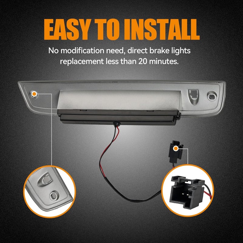 Cxdar Third 3rd Brake Light LED for 2003-2016 Ford Expedition, High Mount Rear Brake Lights Assembly for 03-16 Lincoln Navigator, Waterproof Center Cab Lamp Stop Light (Black) - Image 4